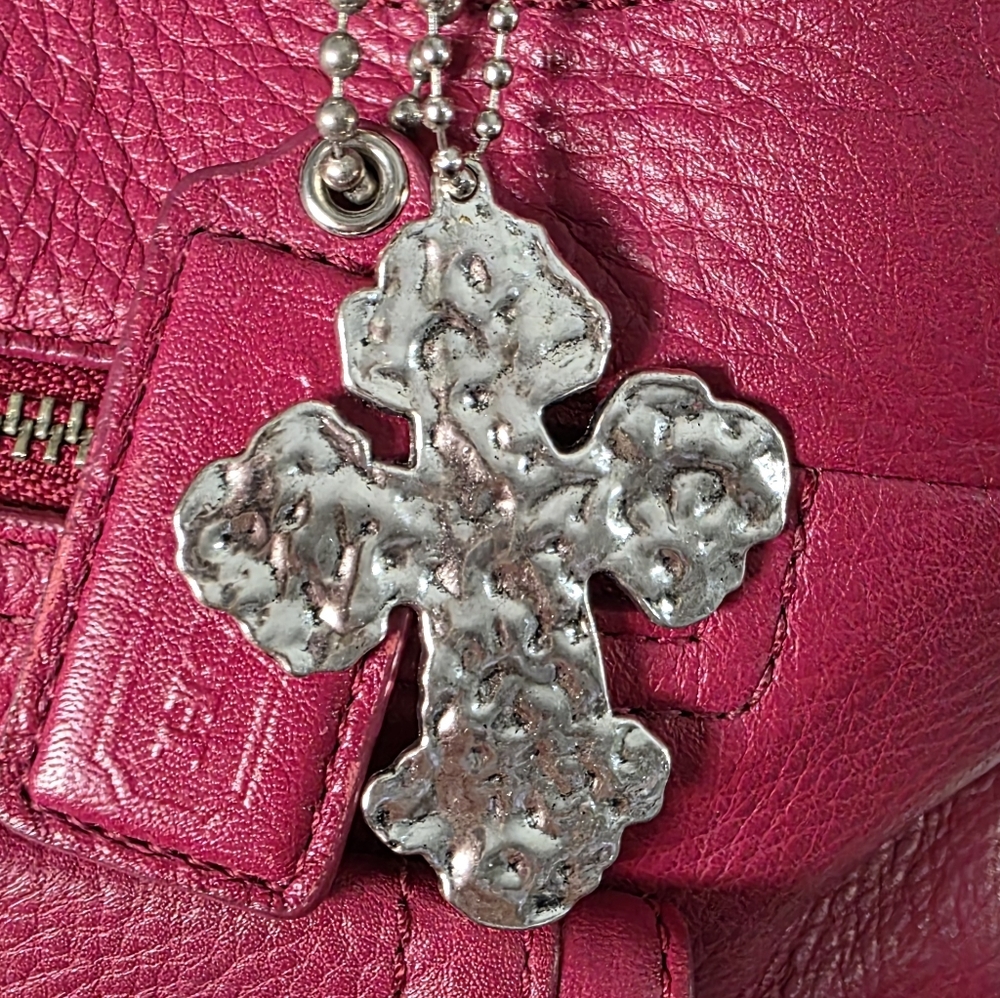 Bag Charm Silver Cross Large